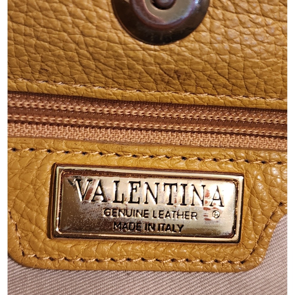 Valentina Leather Crossbody Bag Italian Designer Mustard Yellow Purse - Picture 3 of 9